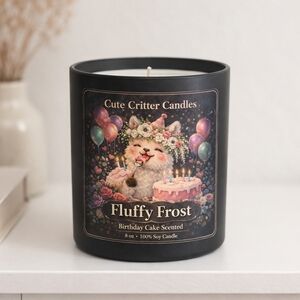 Fluffy Frost 8oz Soy Candle | Hand Poured | Cute Critter Candles